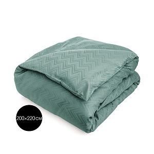 Пододеяльник 200х220см DE'NASTIA JQ зигзаг зеленый сатин хлопок-100% 000000000001215606