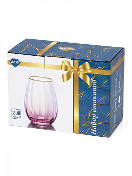 Набор стаканов 2шт 550мл LUCKY розовый стекло 000000000001208028