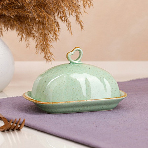 Масленка 15,5см КРР Фисташка коричневый лофт зеленый керамика 000000000001210832