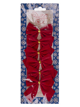 Новогоднее украшение БАНТ Красная парча из полиэстера, набор из 6 шт. / 5х5x0,01см арт.78683 000000000001191253
