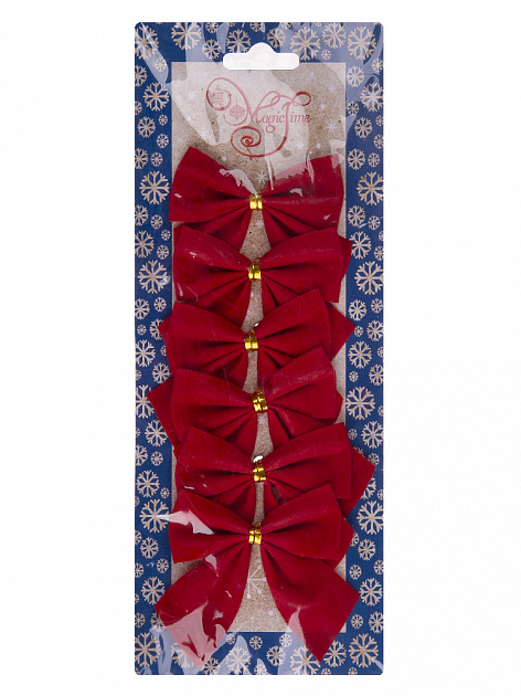 Новогоднее украшение БАНТ Красная парча из полиэстера, набор из 6 шт. / 5х5x0,01см арт.78683 000000000001191253