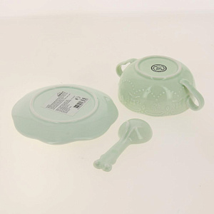 Бульонница с блюдцем и ложкой 300мл/11смБабочка светло-зеленаяHD-267G 000000000001181011