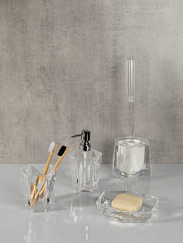 Стакан для зубных щеток 9,5x10,2см DE'NASTIA CRYSTAL прозрачный акрил 000000000001228367