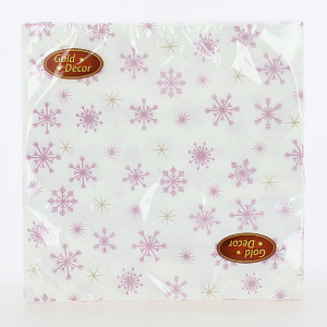 Салфетки бумажные 33х33см 20л 3 слоя NEW LINE GOLD DECOR Рождественские звёзды металлизированные краски 000000000001214915