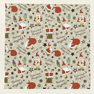 Коробка подарочная 25x25x15см РУТАУПАК Веселый Санта квадратная 000000000001208359