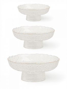 Фруктовница 20,5см 810мл DE'NASTIA Лед золотая кайма прозрачный стекло 000000000001227971