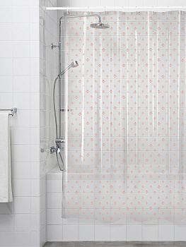 Шторка для ванной 180x200см DE'NASTIA Цветок розовый пева 000000000001190847