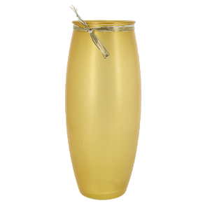 Ваза стеклянная бочка 23,5 см, тонировка Светлое золото с ленточкой Раффа 7735/230/c102 000000000001191050