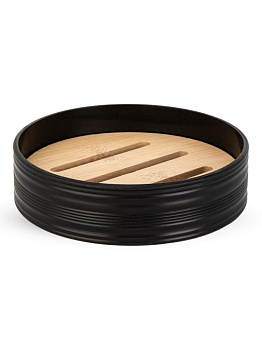 Мыльница 10,5х2,7см черный полипропилен/бамбук 000000000001226615