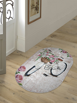 Коврик универсальный 60x90см LUCKY ВЕЛОСИПЕД овал бежевый полиэстер 000000000001187178