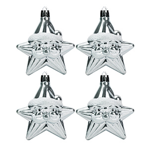 Набор новогодних украшений 4шт 8,5см Звезда нежно-голубой пластик 000000000001209033