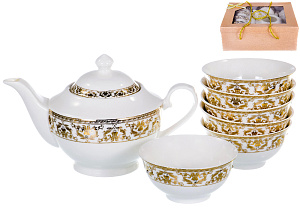 Набор чайный фарфор 7шт 6пиал 250мл+чайник 1000мл подарочная упаковка ПЭШН BALSFORD 145-14007 000000000001195501