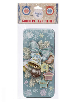 Подарочная коробочка Новогодние игрушки Конверт для денег из черного окрашенного металла 16,6х7,6х1см 81408 000000000001201751