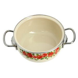 Кастрюля 1,5л VITROSS Rosa сферическая форма слоновая кость эмалированная сталь 000000000001101620