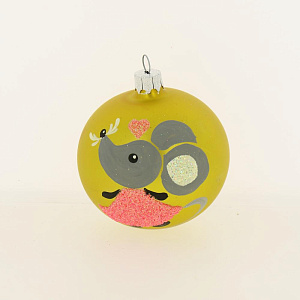 Декоративное украшение 8см Шар 4 БИРЮСИНКА Мышонок стекло 000000000001191678