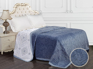 Плед 220*240 Альбина(Цвет-Индиго лайт)верх:100%Велсофт,низ:70%Хлопок/30%Вискоза.Наполнитель:100%экофайбер.SR56-202-2.2 000000000001200032