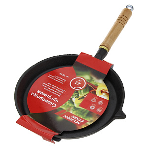 Сковорода 23см деревянная ручка чугун Ф230 HE98 000000000001153032