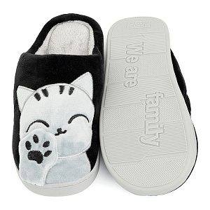 Туфли домашние-тапки р.42-43 LUCKY Коты черный/серый полиэстер 000000000001220268