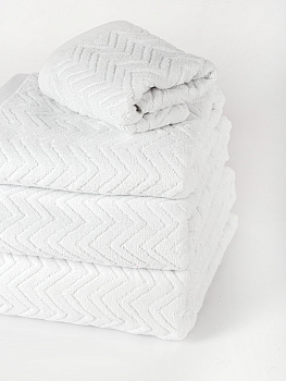 Полотенце махровое 30х60см LUCKY Зигзаг белый хлопок-100% 000000000001214712