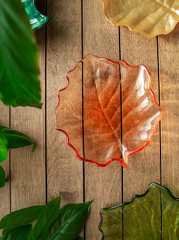 Блюдо сервировочное 13см EFE GLASS Лист прозрачное золото стекло 000000000001213522