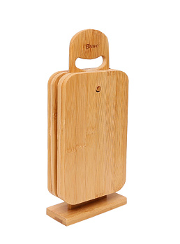 Набор досок разделочных на подставке 4шт 22*14*0,8см бамбук BRAVO 550 000000000001192725