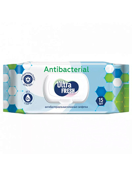 Влажные салфетки 15шт ULTRA FRESH Antibacterial 000000000001216718