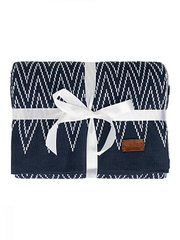 Плед двухсторонный 140x180см DE'NASTIA Зиг-заг синий/белый акрил 000000000001218622