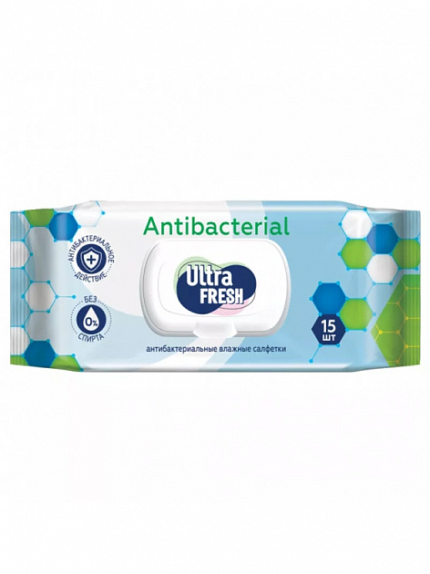 Влажные салфетки 15шт ULTRA FRESH Antibacterial 000000000001216718