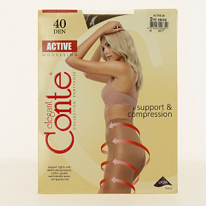 CONTE КОЛГОТКИ ЖЕН ACTIVE 40 ДЕН Р 2 BRONZ 81 % па, 19 % эл 000000000001031375
