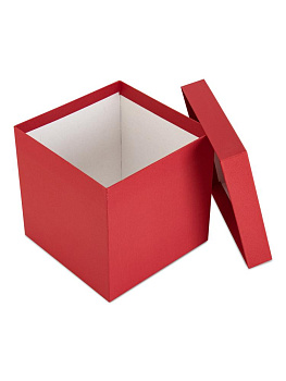 Коробка подарочная 21х21х21см РУТАУПАК  тиснение ЛЕН куб красный 000000000001226856