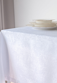 Скатерть 140x200см DE'NASTIA эффект потертости белый жаккард полиэстер 000000000001211731
