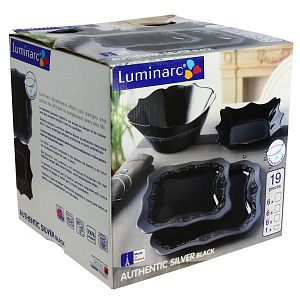 Столовый набор Authentic Silver Black Luminarc, 19 предметов 000000000001096154
