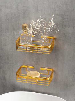 Держатель навесной 18x12x5,5см DE'NASTIA золотой алюминий 000000000001227445