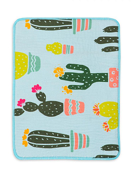 Коврик для сушки посуды 30х40см DE'NASTIA Кактусы голубой/зеленый полиэстер 000000000001202881