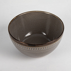 Салатник 15см Орнамент серый/черная полоса глазурованная керамика 000000000001217645