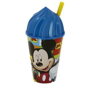 Стакан пластиковый 430мл с соломинкой и объемной крышкой в виде мороженного Микки Маус Символы Stor 274648/19085 000000000001193185