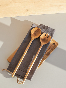 Ложка сервировочная/для приготовления 35x7см DE'NASTIA коричневый манго 000000000001229606