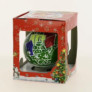 Декоративное украшение Шар 4,5 D8,5см БИРЮСИНКА Санки стекло 000000000001110897