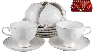 Набор чайный 12 предметов (чашка 220мл-6шт/блюдце-6шт) BALSFORD ГАЛИЯ подарочная упаковка фарфор 000000000001195506