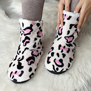 Туфли домашние-тапки р.38-40 LUCKY Угги Леопард розовый полиэстер 000000000001187778