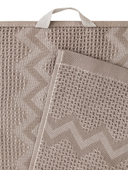 Полотенце кухонное 35x70см DE'NASTIA вафля зиг-заг бежевый хлопок 100% 000000000001213580