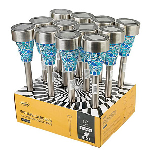 Фонарь садовый 8,5см D7,5см LUAZON LIQHTING Витраж небесный 1 LED на солнечной батарее металл 000000000001211015