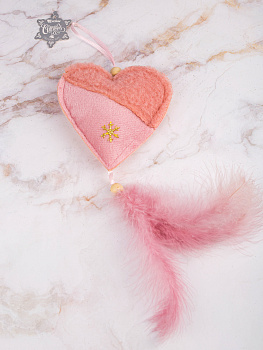 Декоративное украшение Звёздочка/Елочка/Сердечко 23см DARLENS перо розовый 000000000001209884