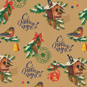 Бумага упаковочная крафт 70х100см ИНТЕРПАК Домики 000000000001215335