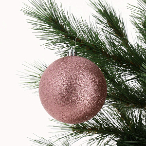 Набор новогодних шаров 6шт 8см (блестки-2шт,матовый-2шт,рельеф-2шт) розовый пластик 000000000001209030