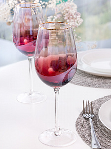 Набор бокалов для вина 2шт 500мл LUCKY бордовый стекло 000000000001208021