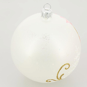 Декоративное украшение Шар №5 D9,5см БИРЮСИНКА Принцесса белый стекло 000000000001207656
