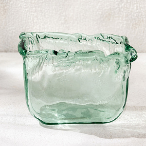 Ваза декоративная 11x19x14см DE'NASTIA Египет волнистый край прозрачный стекло 000000000001225004