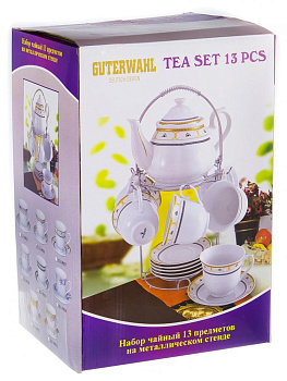 Сервиз чайный 13 предметов (чашка 220мл-6шт/блюдце-6шт/чайник) GUTERWAHL Аврора Дана фарфор 000000000001188218