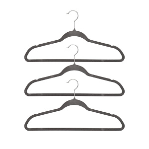 Набор вешалок 3шт 44,5см ПОСУДА ЦЕНТР хромированный крючок  темно-серый флок 000000000001225499